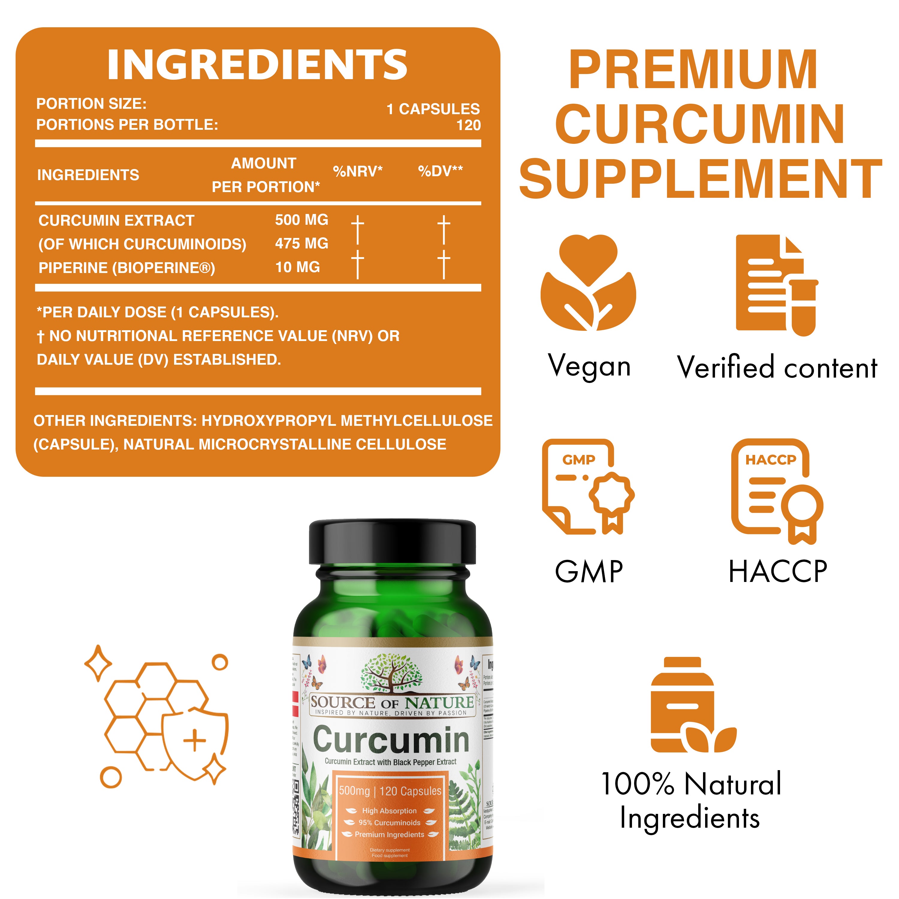 Curcumina 500mg | 120 Capsule | Fornitura per 4 mesi